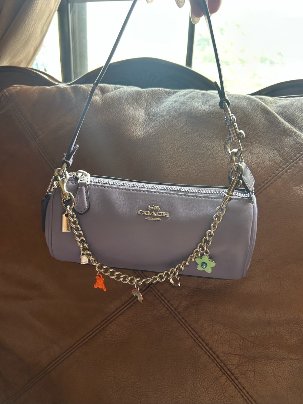 COACH Lavender Nolita barrel bag  with Charm Chain